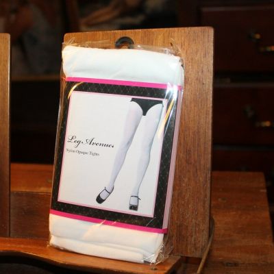 New Leg Avenue Nylon Opaque Tights One Size 90-160lbs White